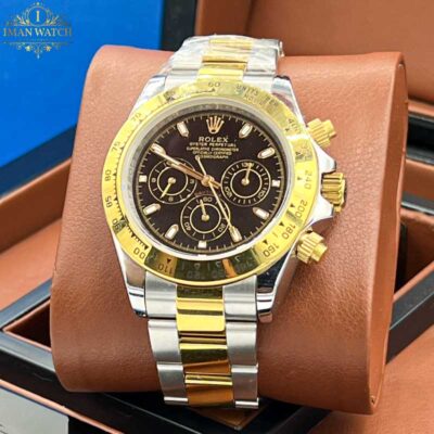 ساعت مچی رولکس دیتونا مردانه کرنوگراف دو رنگ صفحه مشکی ROLEX Daytona 255953