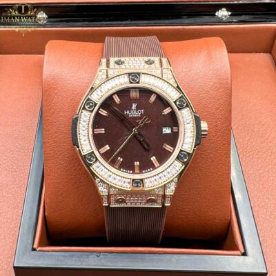 ساعت مچی هابلوت بیگ بنگ زنانه دورنگین قهوه ای Hublot big bang 12549