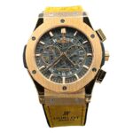 ساعت مچی هابلوت بیگ بنگ کرنوگراف مردانه رزگلد بند خردلی Hublot big bang 12549