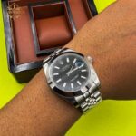 ساعت مچی رولکس دیت جاست مردانه سیلور صفحه مشکی ROLEX Date-Just Oyster