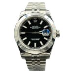 ساعت مچی رولکس دیت جاست مردانه سیلور صفحه مشکی ROLEX Date-Just Oyster