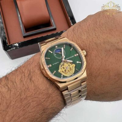 ساعت مچی مردانه پتک فیلیپ ناتیلوس اتومات رزگلد صفحه سبز PatekPhilippe 5723w