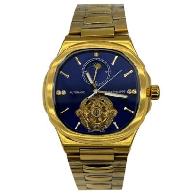 ساعت مچی مردانه پتک فیلیپ ناتیلوس اتومات طلایی صفحه آبی PatekPhilippe 5725w