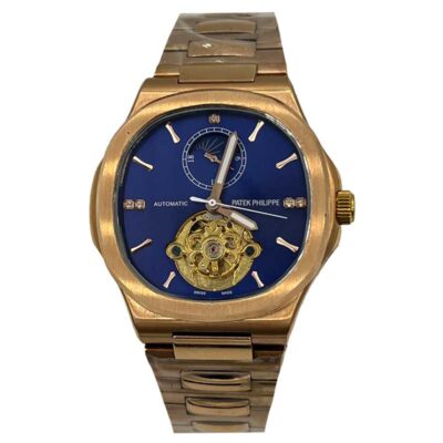 ساعت مچی مردانه پتک فیلیپ ناتیلوس اتومات رزگلد صفحه آبی PatekPhilippe 5728w