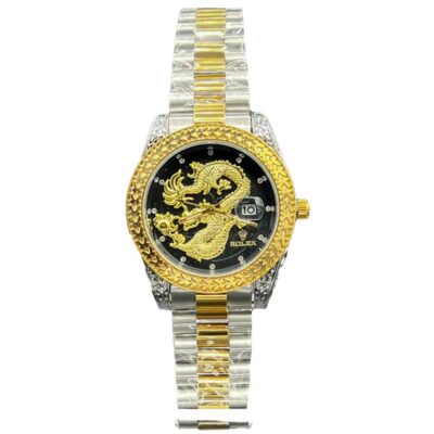 ساعت مچی مردانه رولکس دراگون دو رنگ طلایی صفحه مشگی ROLEX DRAGON 1276