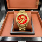 ساعت مچی مردانه رولکس دراگون طلایی صفحه قرمز ROLEX DRAGON 1276