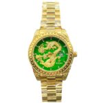 ساعت مچی مردانه رولکس دراگون طلایی صفحه سبز ROLEX DRAGON 1276