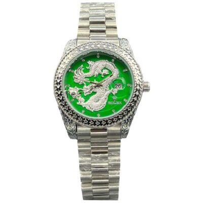 ساعت مچی مردانه رولکس دراگون سیلور صفحه سبز ROLEX DRAGON 1276