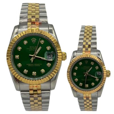 ساعت مچی ست رولکس دیت جاست دو رنگ صفحه سبز ROLEX DAYTEJUST 1252