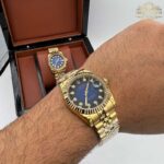 ساعت مچی ست رولکس دیت جاست طلایی صفحه آبی ROLEX DAYTEJUST 1250