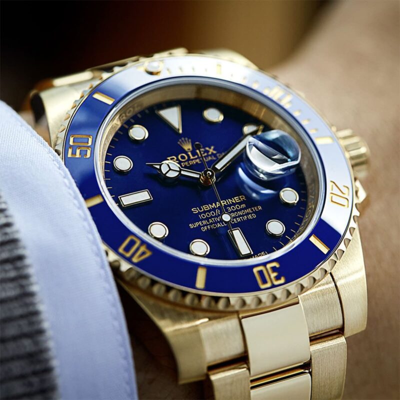 ساعت مچی رولکس مردانه ساب مارینر صفحه آبی ROLEX SUBMARINER Gold 14981