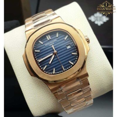 ساعت مچی مردانه پتک فیلیپ ناتیلوس رزگلد صفحه آبی Patek Philippe Nautilus 4353B