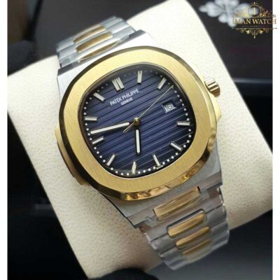 ساعت مچی مردانه پتک فیلیپ ناتیلوس دورنگ صفحه آبی Patek Philippe Nautilus 4356B