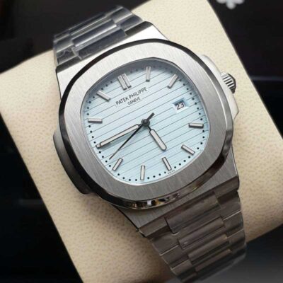 ساعت مچی مردانه پتک فیلیپ ناتیلوس نقره ای صفحه آبی Patek Philippe Nautilus 4360B