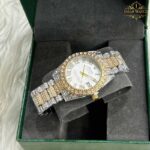 ساعت مچی رولکس فول نگین دو رنگ طلای استیل صفحه سفید ROLEX DAYTE JUST 1023