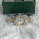 ساعت مچی رولکس فول نگین دو رنگ طلای استیل صفحه سفید ROLEX DAYTE JUST 1023