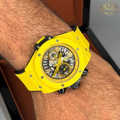 ساعت مردانه هابلوت سرامیکی زرد HUBLOT BIG BANG 5284