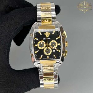 ساعت مچی ورساچه مردانه دو رنگ طلایی صفحه مشکی 9873 Versace