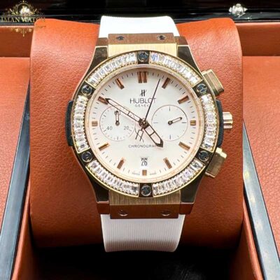 ساعت مچی هابلوت بیگ بنگ کرنوگراف زنانه دورنگین سفید Hublot big bang 12549