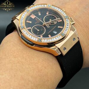 ساعت مچی هابلوت بیگ بنگ کرنوگراف زنانه رزگلد دورنگین Hublot big bang 12549