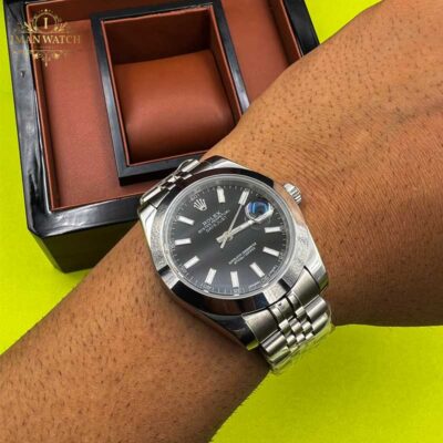 ساعت مچی رولکس دیت جاست مردانه سیلور صفحه مشکی ROLEX Date-Just Oyster