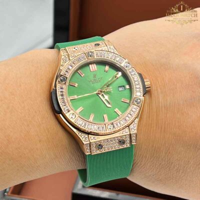 ساعت مچی هابلوت بیگ بنگ زنانه دورنگین سبز HUBLOT BIG BANG 12568