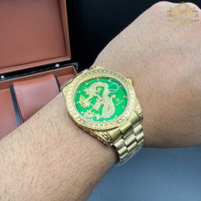 ساعت مچی مردانه رولکس دراگون طلایی صفحه سبز ROLEX DRAGON 1276