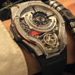 ساعت مچی هابلوت جمجمه نگین دار Hublot Tourbillon Diamonds 1430W