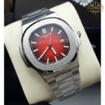 ساعت مچی مردانه پتک فیلیپ ناتیلوس نقره ای صفحه قرمز Patek Philippe Nautilus 4362B