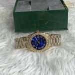 ساعت مچی رولکس فول نگین طلایی صفحه آبی ROLEX DAYTE JUST 1030