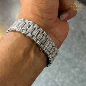 ساعت مچی رولکس فول نگین نقره ای صفحه سرمه ای ROLEX DAYTE JUST 1060