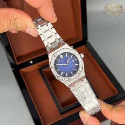 ساعت زنانه اودمار پیگه نقره ای صفحه آبی Audemars piguet 3285