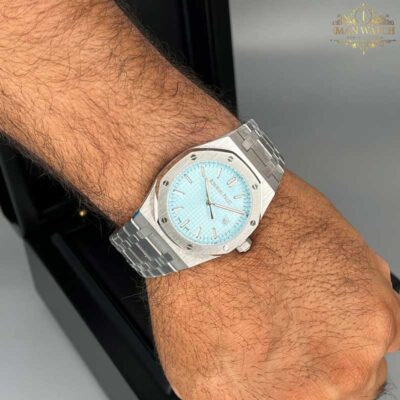 ساعت مردانه اودمار پیگه نقره ای صفحه تیفانی Audemars piguet 3287