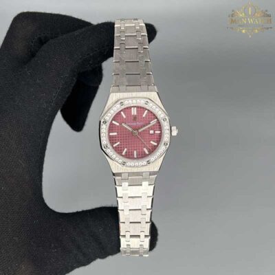 ساعت زنانه اودمار پیگه نقره ای صفحه بنفش Audemars piguet 2023