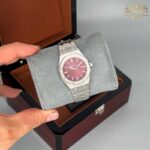 ساعت زنانه اودمار پیگه نقره ای صفحه بنفش Audemars piguet 2023