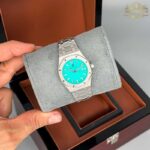 ساعت زنانه اودمار پیگه نقره ای صفحه تیفانی Audemars piguet 2033