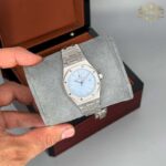 ساعت زنانه اودمار پیگه نقره ای صفحه آبی Audemars piguet 2026