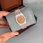 ساعت زنانه اودمار پیگه دو رنگ رزگلد نقره ای صفحه قهوه ای Audemars piguet 2031