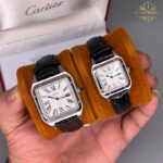 ساعت مچی ست کارتیر دمونت بند چرم مشکی Cartier Dumont 6750