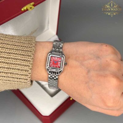 ساعت مچی زنانه کارتیر پنتر نقره ای صفحه قرمز Cartier Panthere CR540