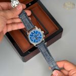 ساعت پتک فیلیپ مردانه اتوماتیک نقره ای صفحه سرمه ای Patek Philippe 5077