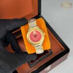 ساعت مچی زنانه ورساچه دو رنگ طلایی صفحه قرمز Versace 5063Q