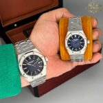 ساعت اودمار پیگه ست نقره ای صفحه سرمه ای Audemars piguet 3292