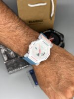 ساعت مچی کاسیو جیشاک مردانه Casio G-Shock-2300 رنگ سفید با بند آبی صورتی - تصویر 4
