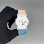 ساعت مچی کاسیو جیشاک مردانه Casio G-Shock-2300 رنگ سفید با بند آبی صورتی