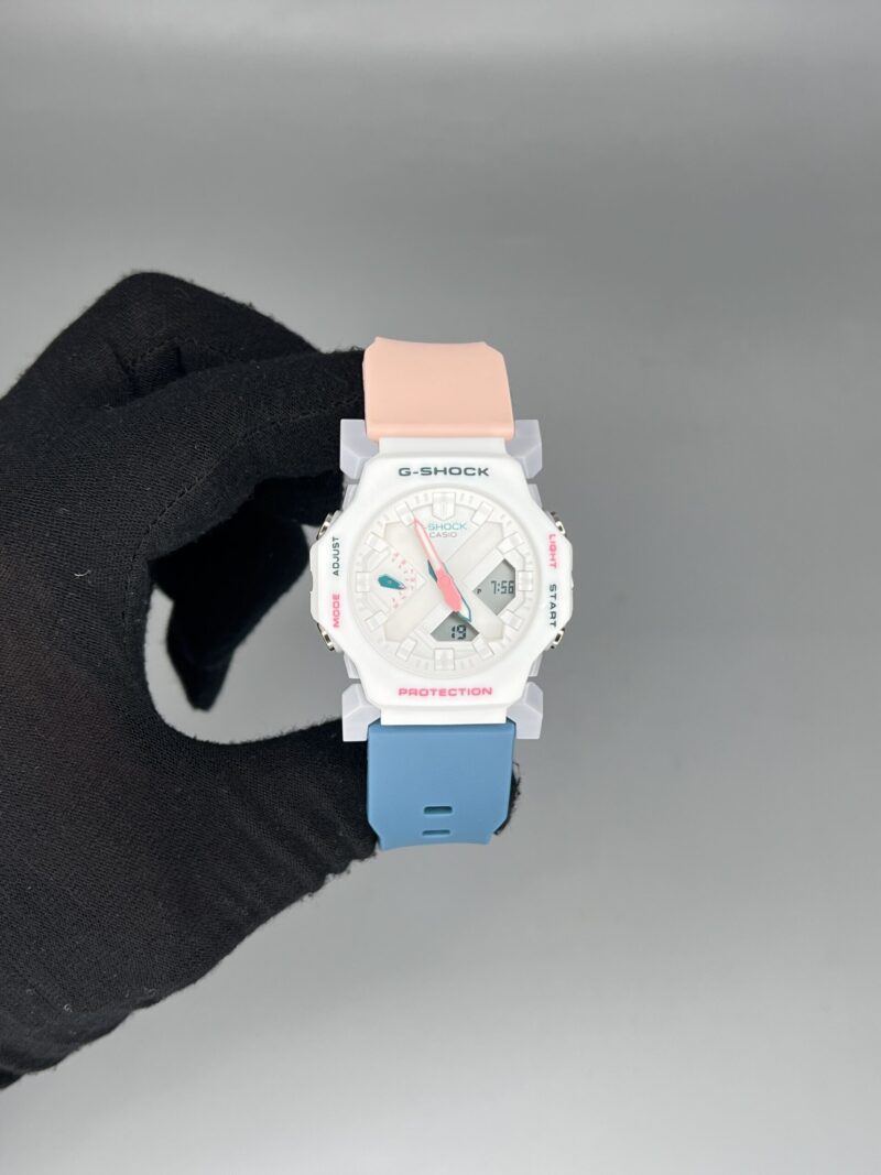 ساعت مچی کاسیو جیشاک مردانه Casio G-Shock-2300 رنگ سفید با بند آبی صورتی - تصویر 1