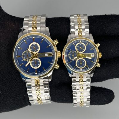 ساعت ست سیکو دو رنگ طلایی صفحه سرمه‌ای Seiko 5937