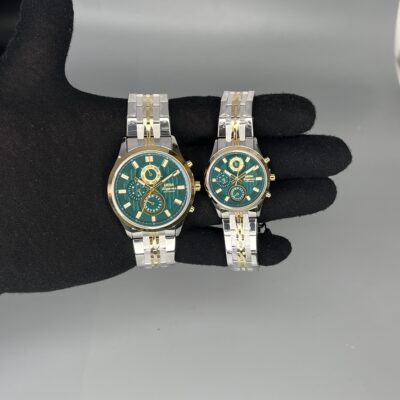 ساعت ست کلاسیک الگانس دو رنگ طلایی صفحه سبز Elegance 2635