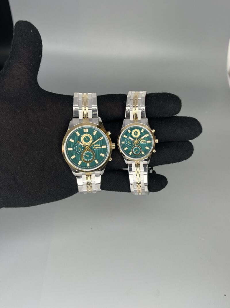 ساعت ست کلاسیک الگانس دو رنگ طلایی صفحه سبز Elegance 2635 - تصویر 1