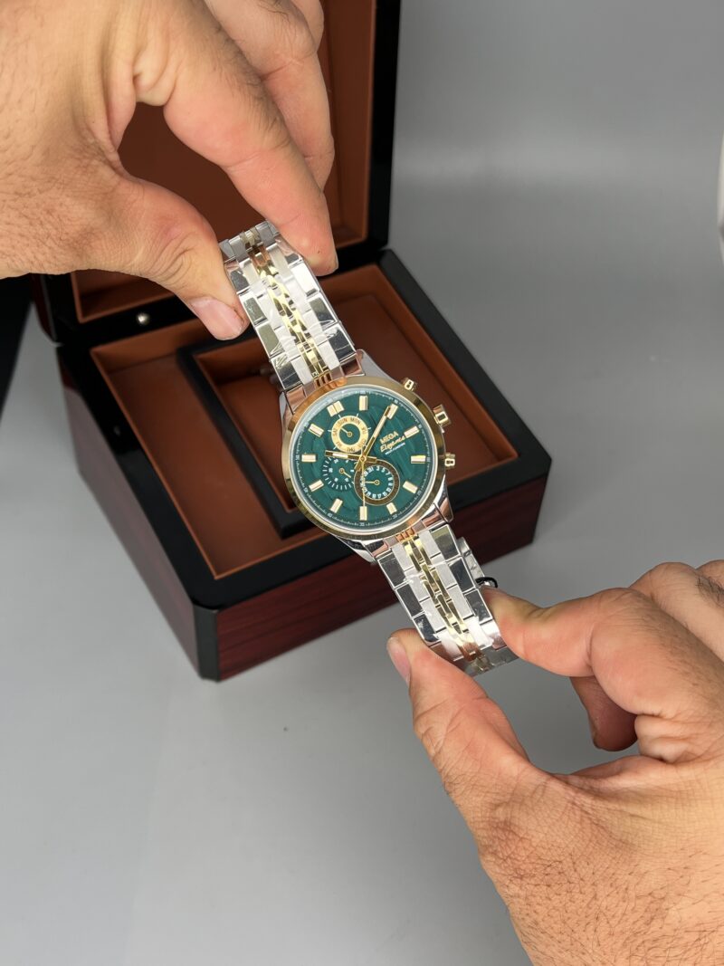 ساعت ست کلاسیک الگانس دو رنگ طلایی صفحه سبز Elegance 2635 - تصویر 3